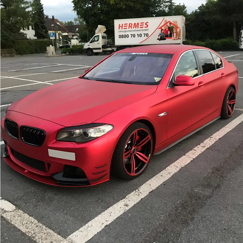 50cmX2M/3M Satin Red Matt Metallic Red Vinyl wrap Car Wrap With Air Bubble Free Car Wrapping Sticker Foil image 5