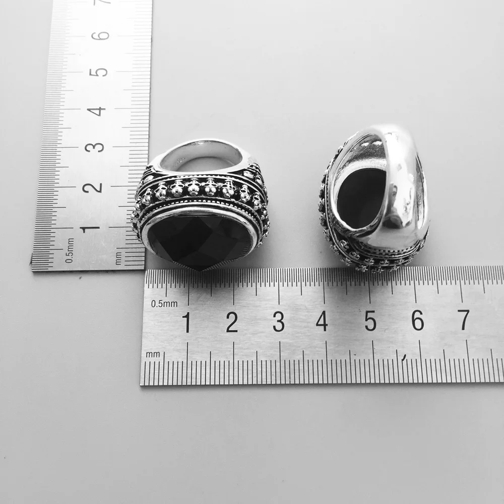 Ring Black Oval CZ Skull Skeleton , 2018 New Fashion Jewelry 925 Sterling Silver Punk Party Gift for Women Men Boy Girls Lover