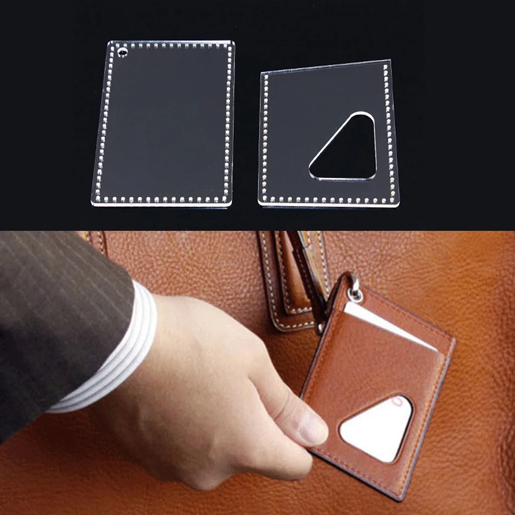 2 Pieces Leather Craft Card Holder Card Protector Pattern Transparent Acrylic Template Stencils