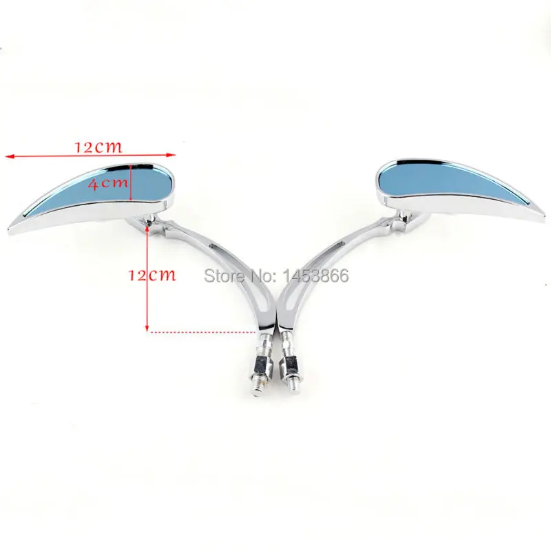 Motorcycle Chrome Teardrop Custom Rearview Side Mirrors 8mm 10mm Adapter For Harley Cruiser Chopper