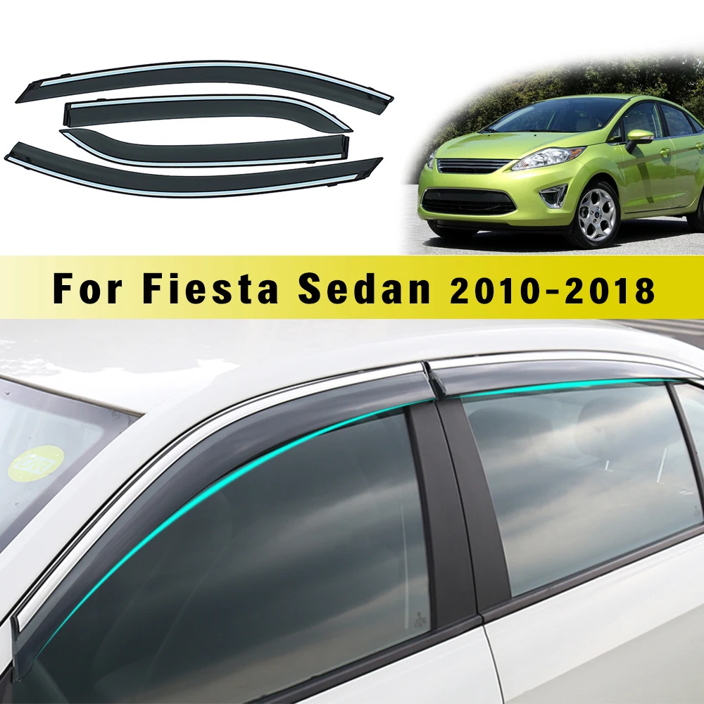 

For Ford Fiesta Sedan 2010 2011 2012 2013 2014-2018ABS Car Smoke Window Sun Rain Visor Deflector Guard Styling Accessories 4Pcs