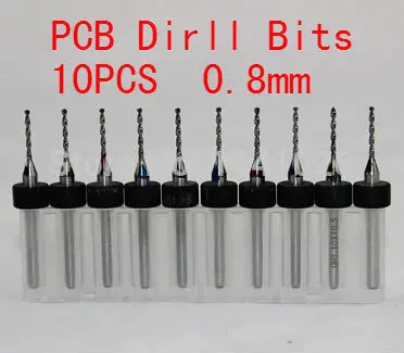 Brocas para placa de circuito impreso PCB, 0,8mm, 10 unidades, envío gratis
