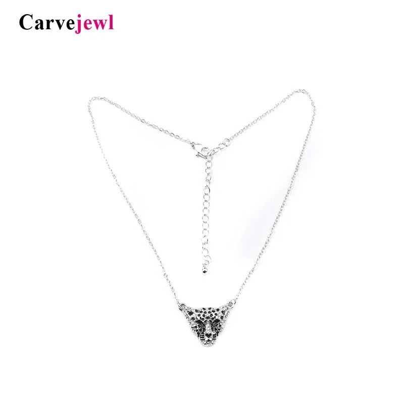 Carvejewl short necklace simple chain hand painted enamel glaze leopard head pendant Korean necklace for women jewelry wholesale