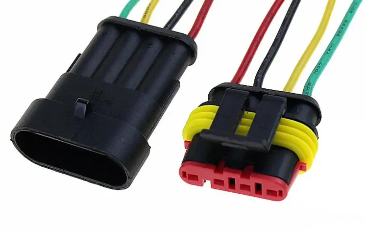 1 Kit 4 Pin 4 Way Automobile waterproof connector, AMP plug, socket, male and female waterproof connector, wire connector,