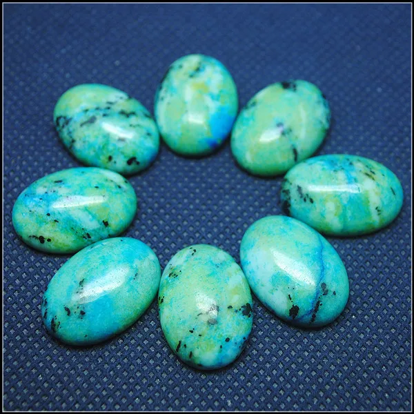 10Pcs Natuur Chrysocolla Gem Stone Kralen Cabochons Geen Gat Ovale Vorm Size 18X25Mm Spacer Kralen Voor hangers Maken