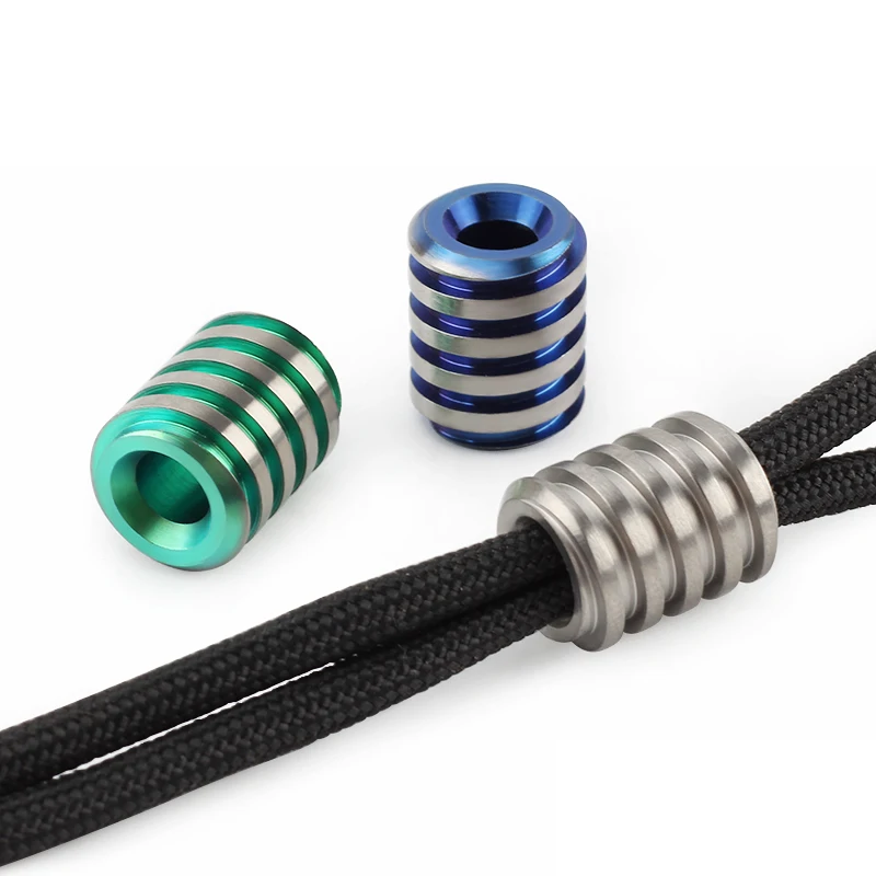 Screw Thread Titanium Alloy Knife Beads Green Paracord Bead Umbrella Camera Rope EDC DIY Pendant