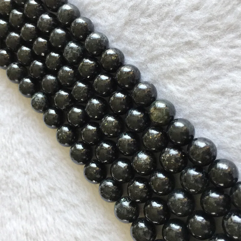 Veemake الطبيعي الأسود فلوجوبيت الحيوتيت الجولة فضفاض السلس الخرز لصنع المجوهرات 4 مللي متر 6 مللي متر 8 مللي متر 10 مللي متر 12 مللي متر 05738