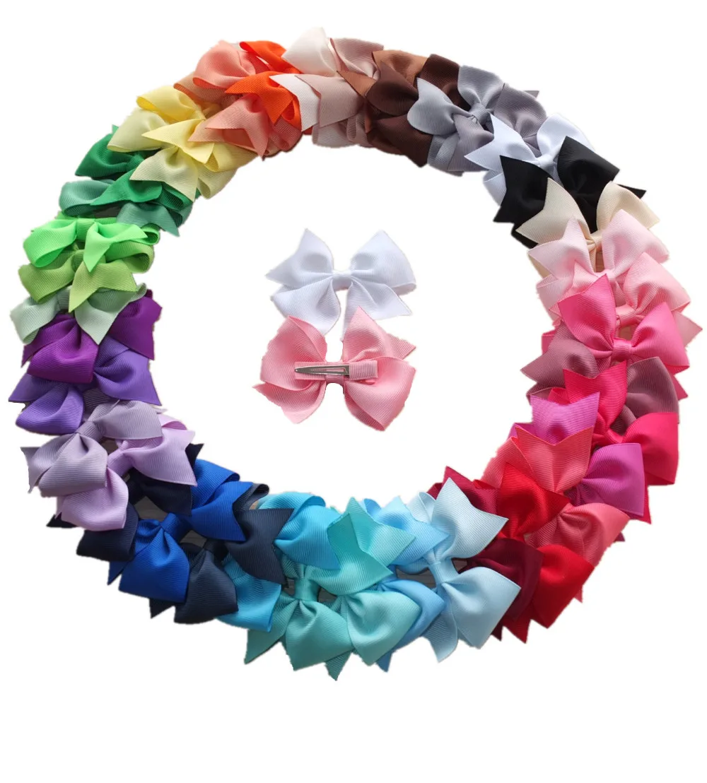 40 pcs 3.5 inches boutique hair bow Hair clips Kids Girls Hairgrips Grosgrain hair bow clips supply Wholesale HAIR ACCESSORIES