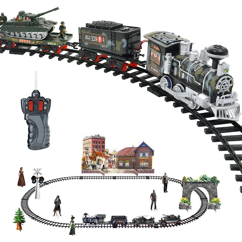 Classic Electric Steam Smoke Track Train With Light Simulation Train Sound independent Assembly Toys for children