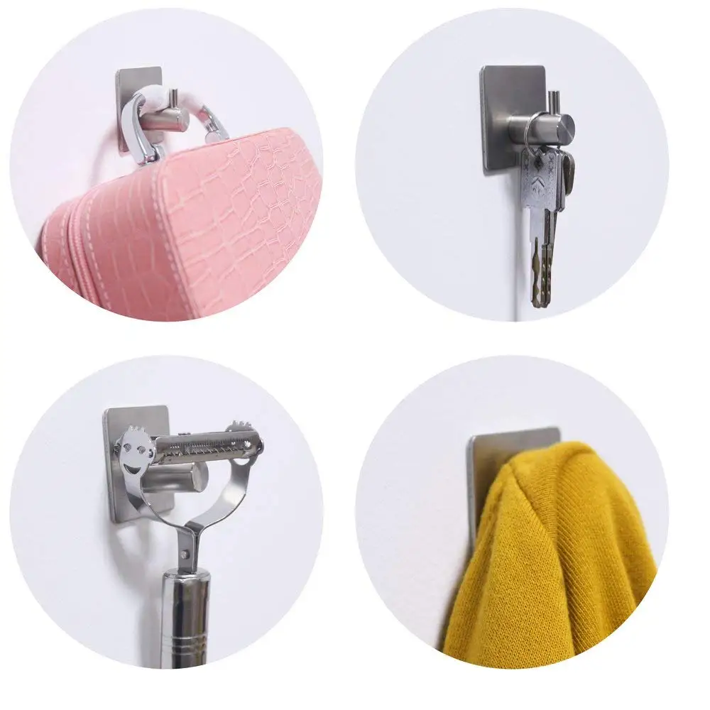 Stainless Steel 3M Self Adhesive Hooks Sticky Wall Door Hook Robe Tea Towel Rustproof Towel Rack, Clothes Coat Hanger