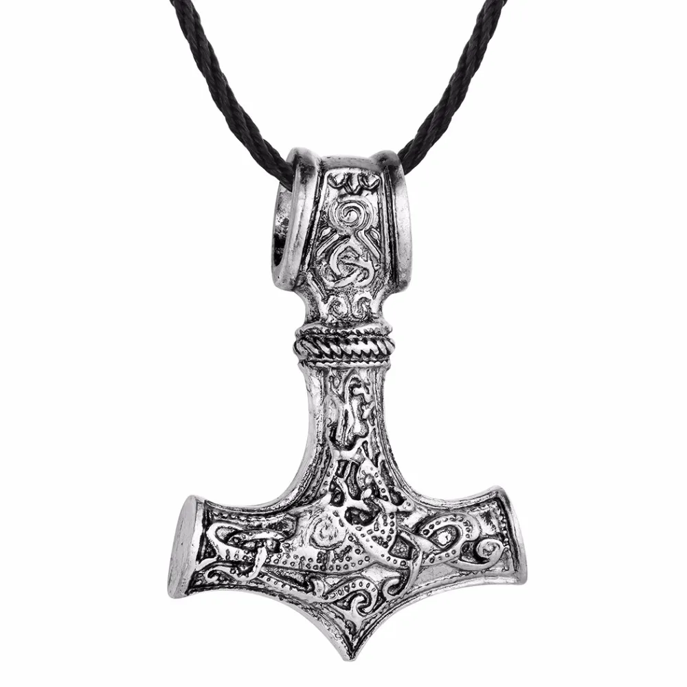 Nostalgia Thor Hammer Mjolnir Viking Pendant Scandinavian Pewter Mens Necklaces Pendants Vintage Jewelry