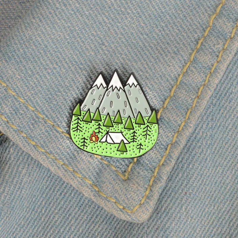 MINGQI Mountains Wood Jungle Brooch Peak Nature Forest Camping Adventure Amateur Enamel Pin Badge accessories fashion jewelry