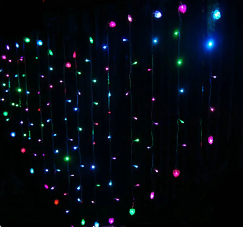 

Heart shaped LED fairy string icicle curtain Lights 2M*1.5M 128Led strings Valentine Xmas Christmas Wedding party window decor