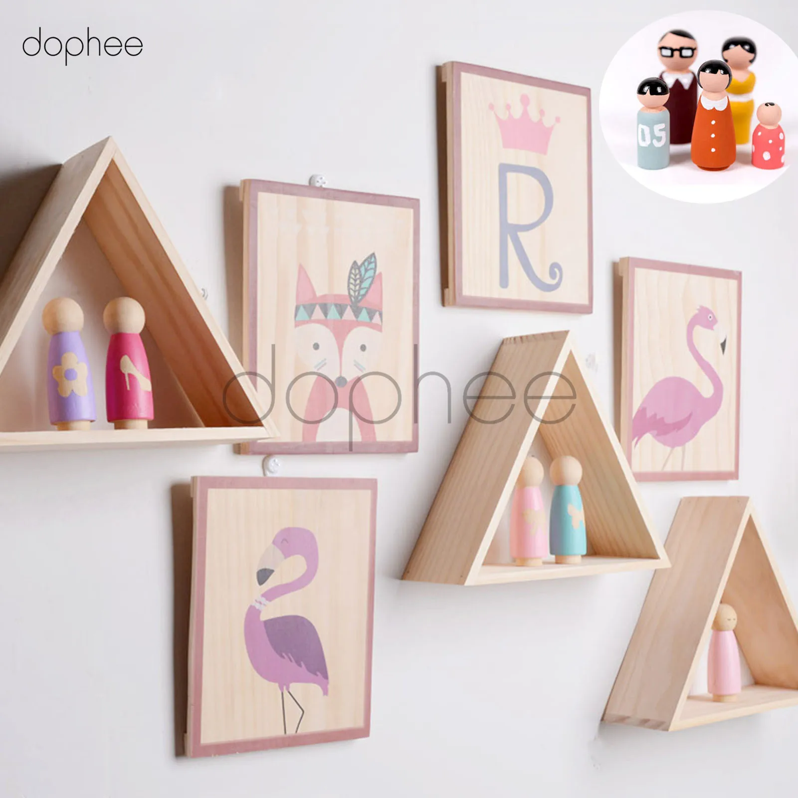 dophee 20/25/50pcs Natural Wooden Peg Dolls Family DIY Handmade Souvenir Crafts Cake Topper Kid's Printed  Lovely Landscape