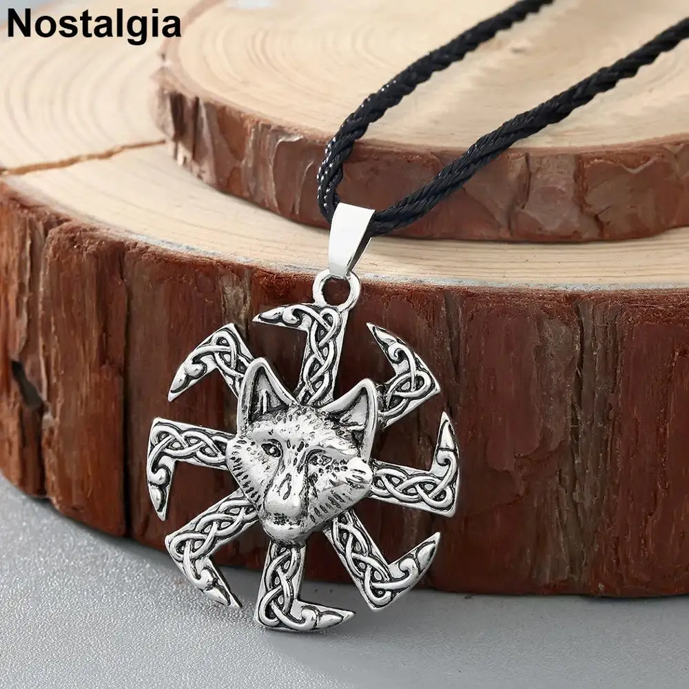 Slavic Kolovrat Pendant Symbol Star Of Russia Wolf Pendant Amulet Pagan Talisman Norse Runes Viking Necklace