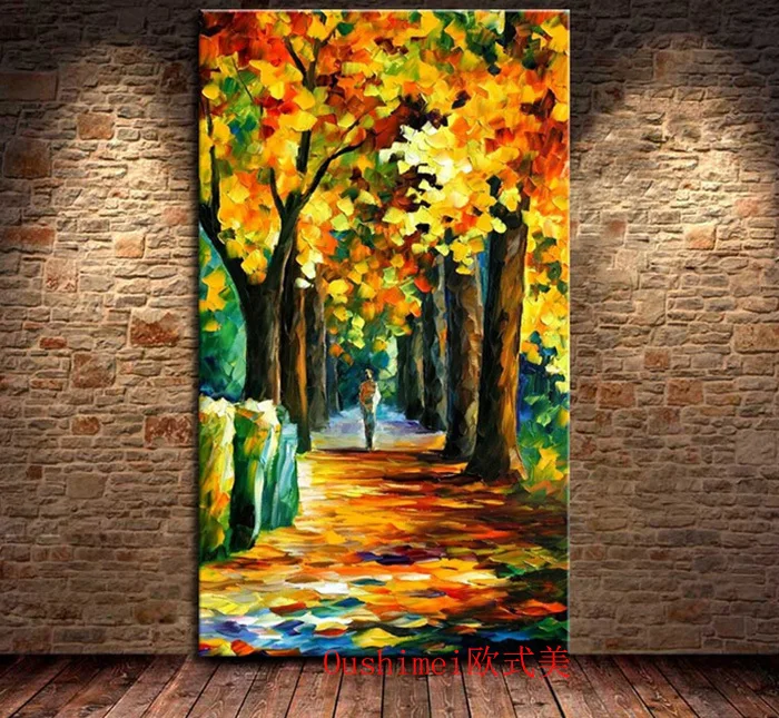 Hand Painted Pictures On Canvas Oil Painting Paintings Knife Landscape Wall Decor Hang Paintings For Living Room Tree Road View