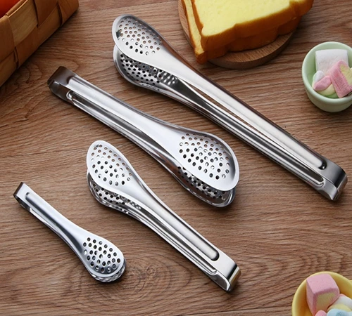 

100pcs 5" 7" 9" 12" Stainless Steel Tongs BBQ Kitchen Cooking Food Utensil tong Anti Heat Bread Clip Pastry Clamp Barbecue Tongs