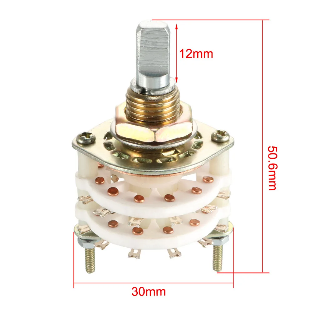 uxcell Band Selector Rotary Switch 1/2 Pole 4/5/6/7/10/11 Position 2/1 Deck Switch Select Table 8/10/11/12/24 pin fit 10mm Hole