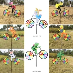 Conejo abeja tigre en bicicleta DIY molino de viento Animal bicicleta giratoria de viento giratoria jardín césped Gadgets decorativos niños juguetes al aire libre