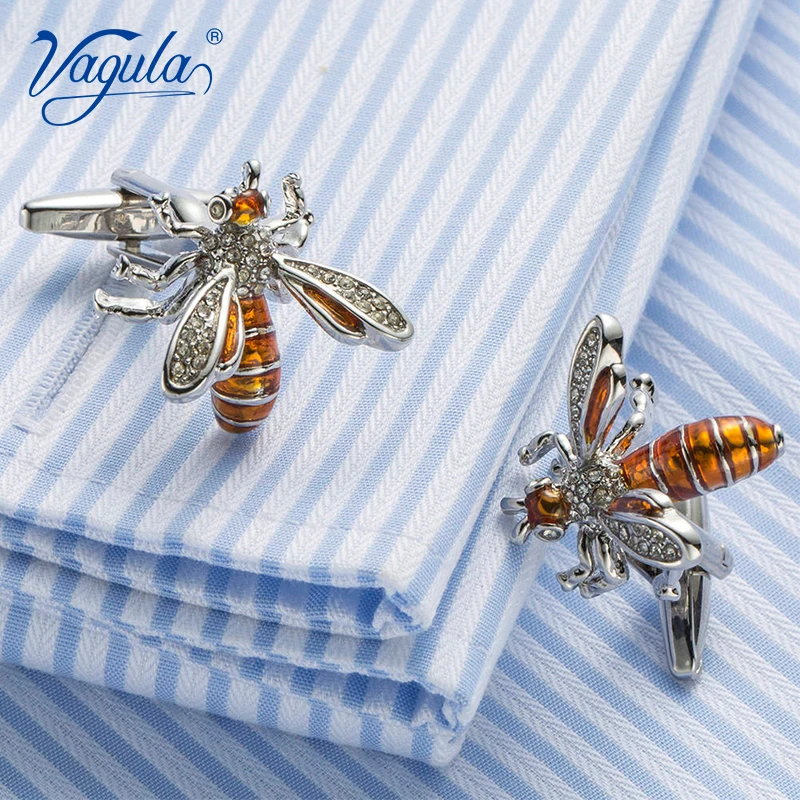 VAGULA Classic Cufflinks Luxury gift Party Wedding Suit Shirt Gemelos Jewelry Buttons Bee Insect Funny Design Cuff links 396