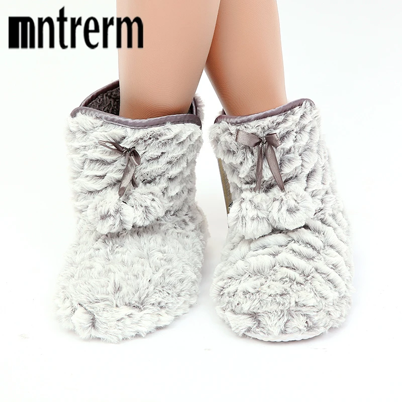 Mntrerm 2022 Fashion Indoor Home Slippers Warm Soft Plush Slippers Comfortable Pure Color Indoor Slippers Cute Women Shoes New
