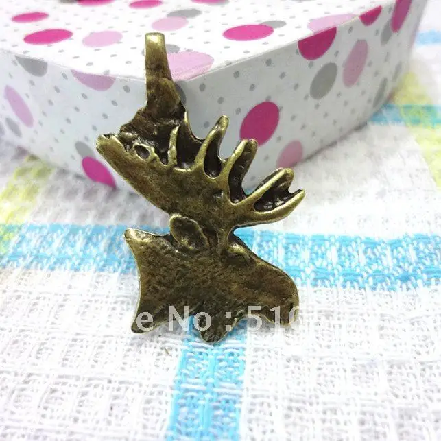 

30 шт., подвеска в виде головы оленя из античной бронзы