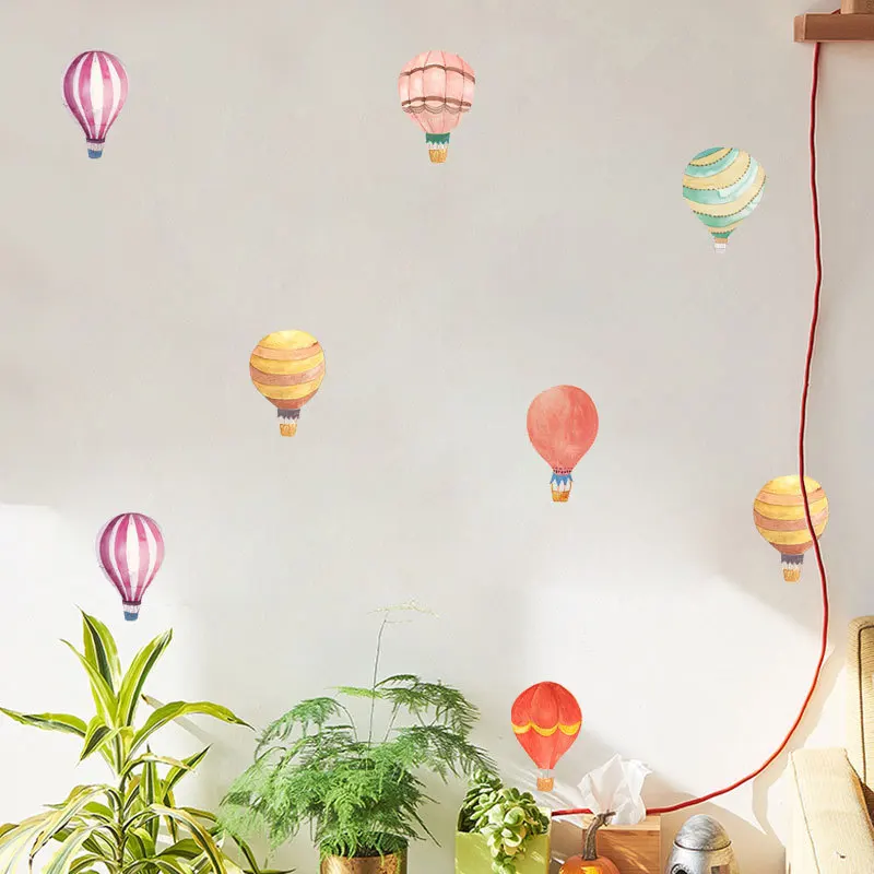 Colourful Hot Air Balloons Wall Stickers For Store Office Home Decoration Pvc Mural Art Diy Birthday Party Wall Decals