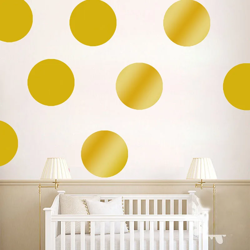 Gold Polka Circle Dots Wall Stickers For Kids Girls Boys Rooms Nursery Tiny Round Wall Decals Home Decor Kids Gifts Art Mural