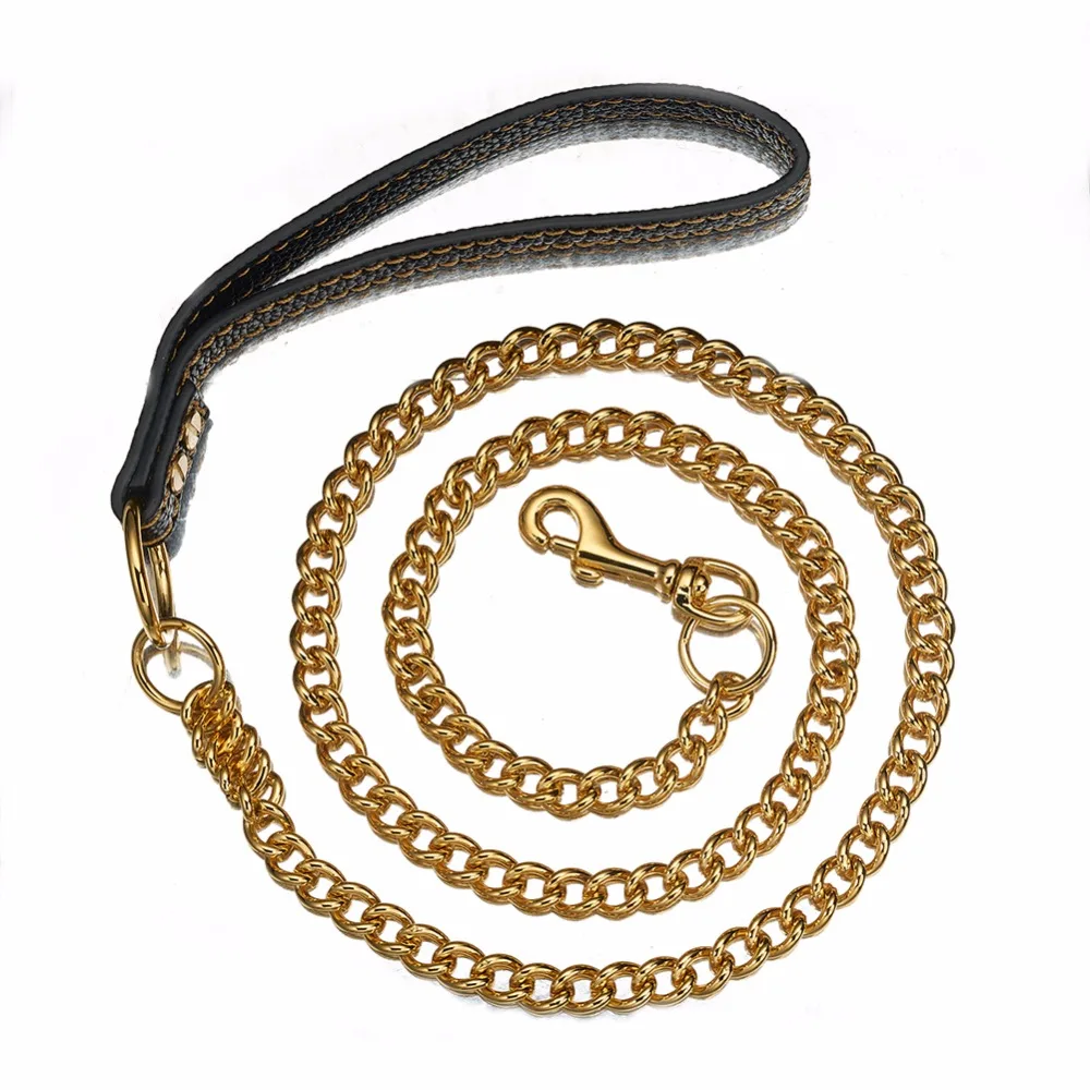 Charming 316l Stainless Steel Slip Dog Leash Cuban Chain Dog Training Choke Collar Strong Traction Practical 9mm Chain Necklace