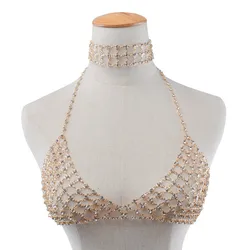 Ldealway Store Sexy Crystal Rhinestone Hollow Body Jewelry Fashion Bikini Chain Luxury Fashion Jewelry Gifts