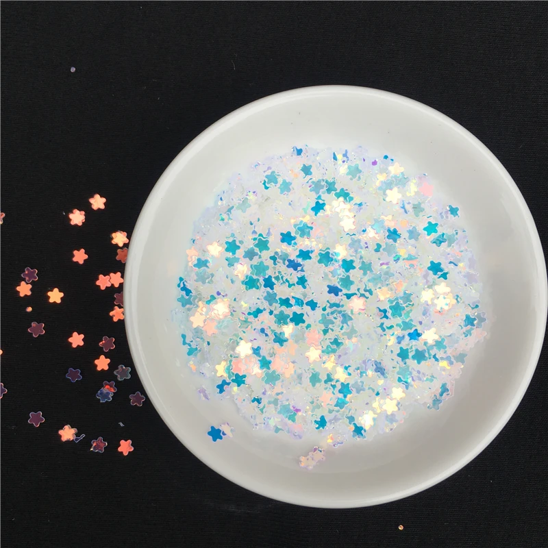 

500g/Pack 3mm Plum Flower Shape Blue Crystal PET Loose Sequins Paillettes Nail Art manicure,wedding confetti,Diy Accessories