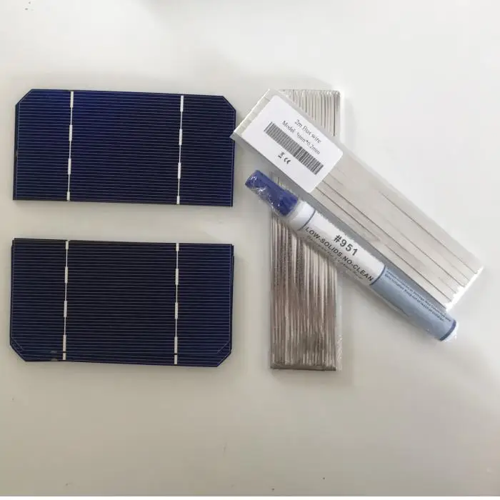 

100pcs Monocrystalline Soalr Cell 125mm*62.5mm 1.4W 0.5V For DIY 12V/24V solar panel give enough tab wire& Flux pen