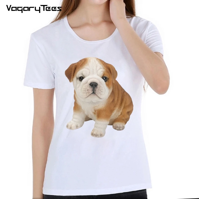 2022 super funny cute English Bulldog Puppy girl t-shirt pugs women lovely tshirt funny t shirts