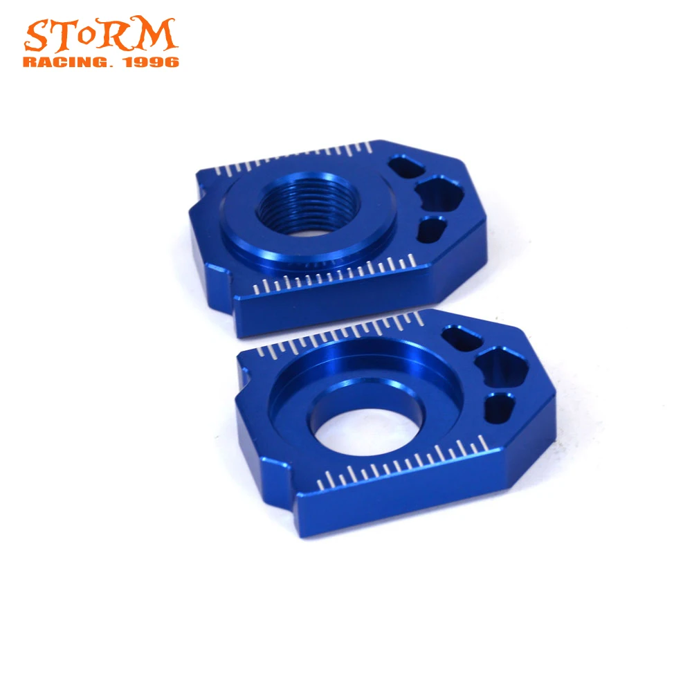 Motorcycle CNC Blue Axle Block Chain Adjuster For HUSQVARNA TC85 TC125 TC250 TE125-TE300 FC250 FC350 FC450 FE250-FE501