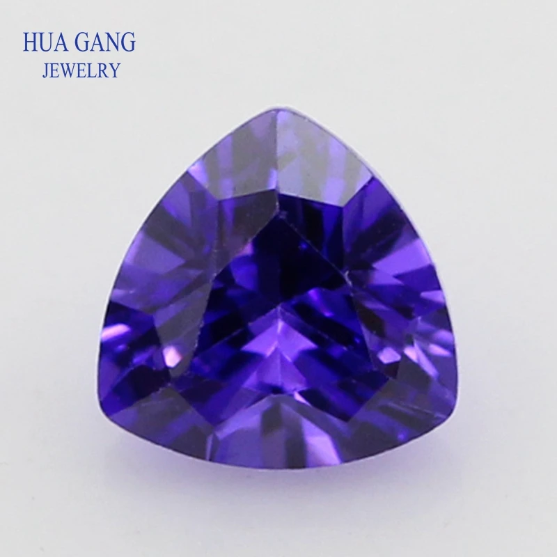 5A Violet Trillion Shape Cubic Zirconia Brilliant Cut Loose CZ Stone Synthetic Gems Beads For Jewelry Size 3x3-12x12mm