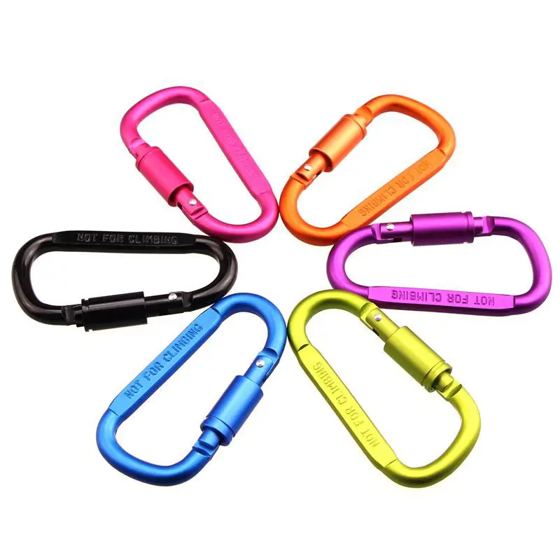 300Pcs/Lot 8cm Aluminum Carabiner D-Ring Key Chain Clip Camping Keyring Snap Hook Outdoor Travel Kit LX1705