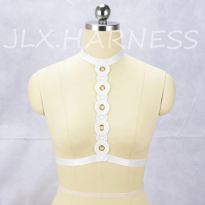 

JLX.HARNESS White Strappy Harness Bra Bridal Bralette Cage bralette Fetish Wear Wedding Garter Punk Rock Harness Rave Wear O0449