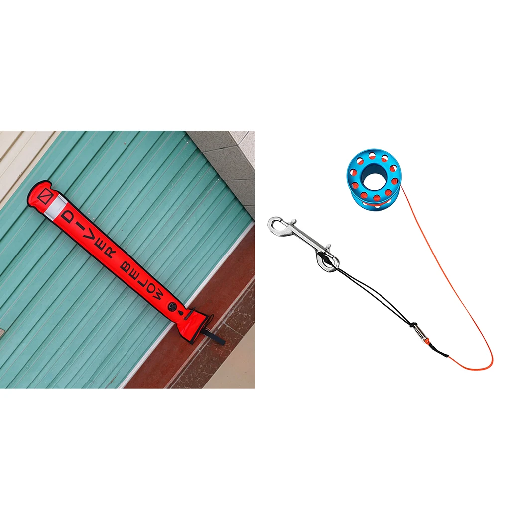 Duiken Smb Oppervlak Marker Boei Signaal Buis Met Dive Reel Spool Duik Boei Onderwater Dive Gear Apparatuur Snorkelen Diver