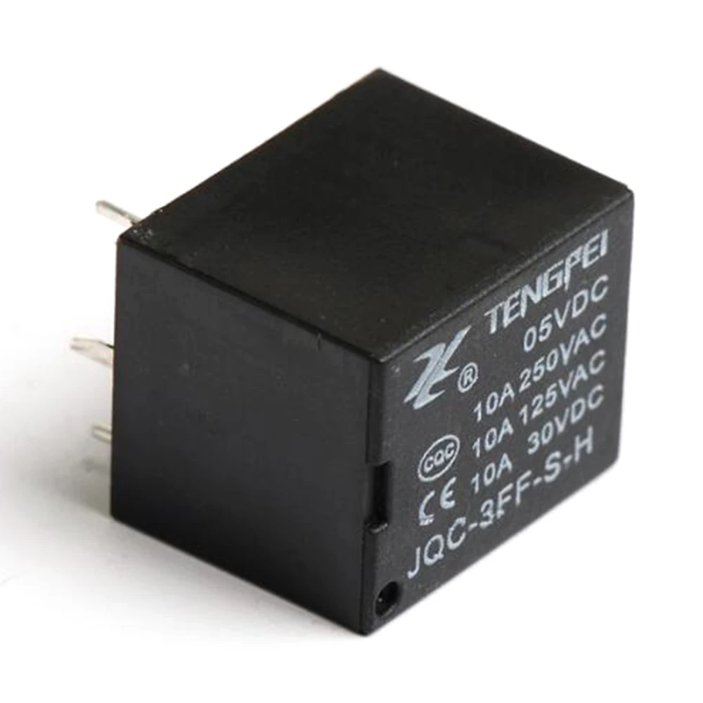 5PCS T73 Small Normally Open Black Electromagnetic Relay 5V 4 Pins 10A JQC-3FF-S-H