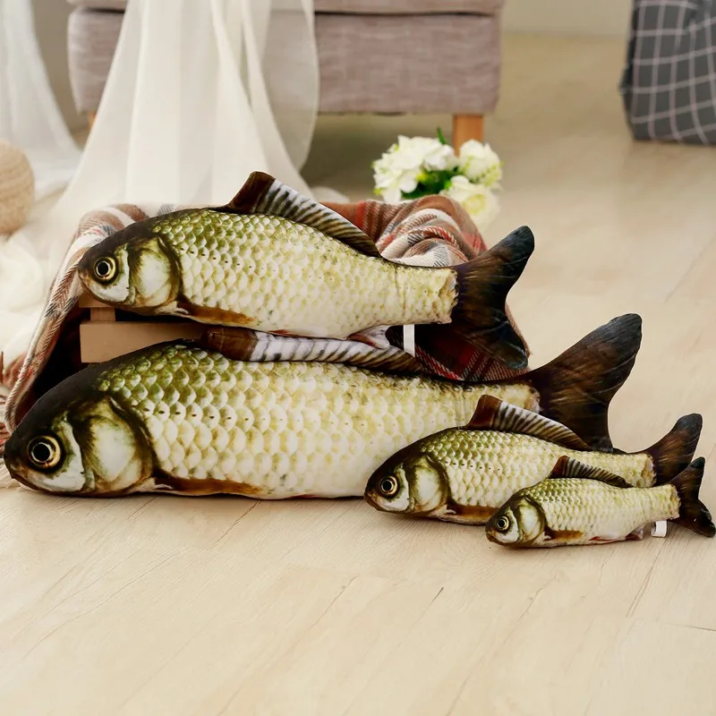 1pc 20cm/30cm/40cm Realistic Funny Fish Plush Toy Soft Cartoon Animal Grass Carp Stuffed Doll Cats Dogs Pet Toys Children Gifts