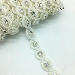 1 Yards 12mm Rhinestone Chain Pearl Crystal Chain Sew On Trims Wedding Dress Costume Applique #ZuL13