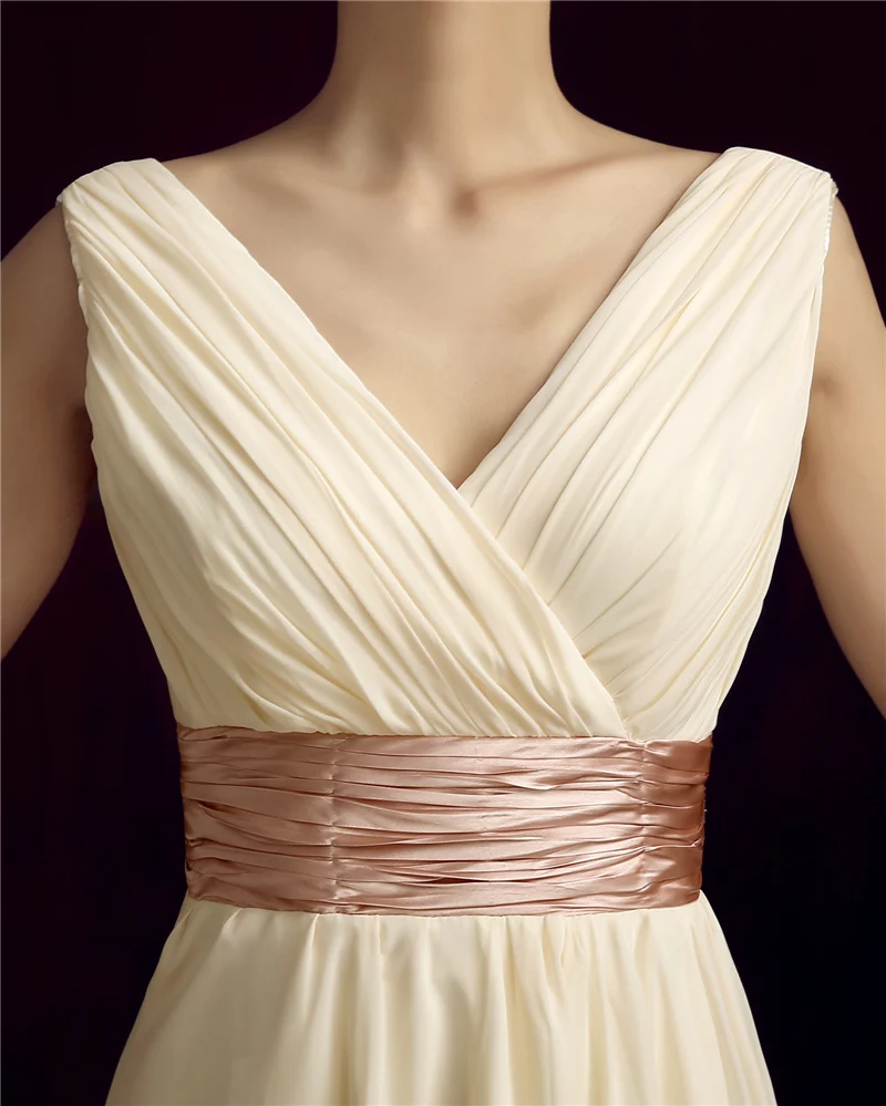 Robe De Soiree New V-Neck Evening Dress Simple Solid Color Pleat Chiffon Vestidos De Festa Prom Dresses Tailor customized image 3