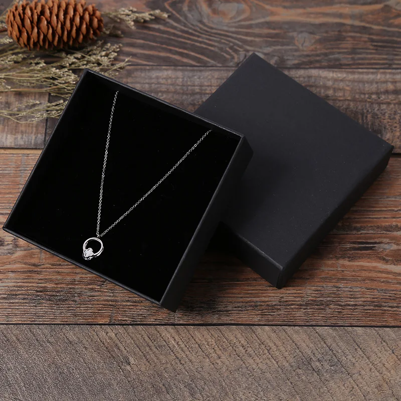 Neu Kommen 12Pcs Schwarz Kraft Papier Schmuck Box Armband Armreifen Halsketten Ringe Box Weihnachten Geschenk Schmuck Box Lagerung Fall