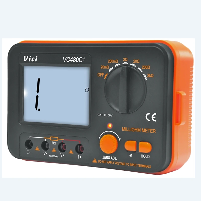 Digital Milliohm Meter VICI Brand 3 1/2 LCD Display 4 Wire Test Low Resistance Tester 6 Ranges Accuracy Ohm Multimeter Backlit