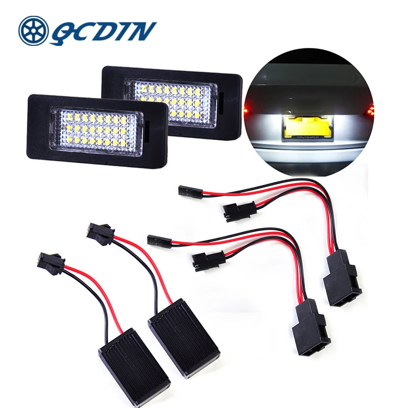 QCDIN 1 Pair LED License Plate Lights White 6500K Super Bright Lamp For Audi TT 2009 A4 / A4 Quattro 2009-2012 A5 2010-2012