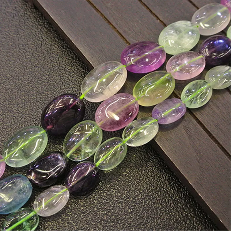 10x14mm Natural Oval Fluorite Beads DIY Loose Stone Beads For Jewelry Making Beads Bracelets For 15\'\' Women Necklace Gift