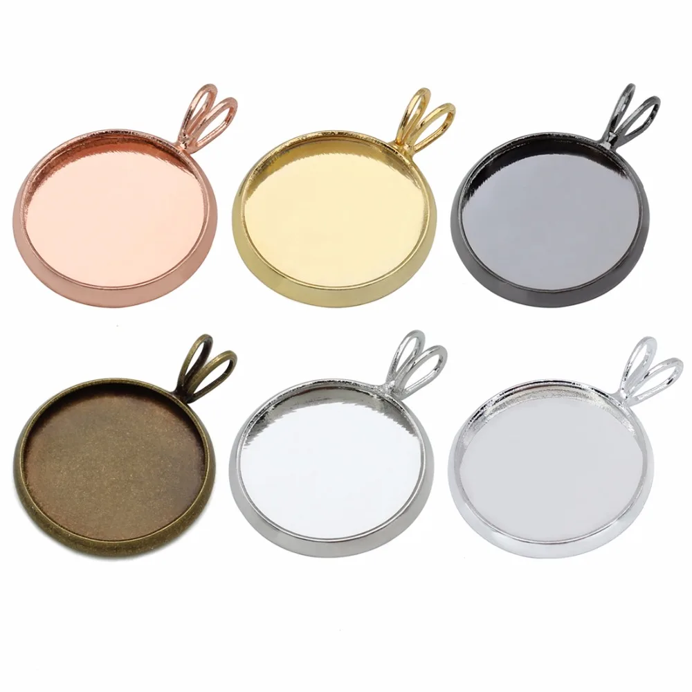 LOULEUR 10pcs/lot Copper Necklace Pendant Blank Cabochon Base Fit 10 12 14 16 18 20 mm Cabochon Cameo Settings Jewelry Making