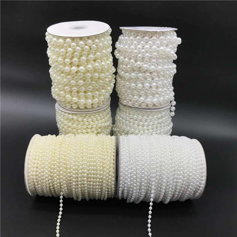 2.5-10mm 2yards White Ivory Imitation Pearl Beads Chain Garland Acrylic Beads For Wedding Decoration DIY Jewelry Accessories