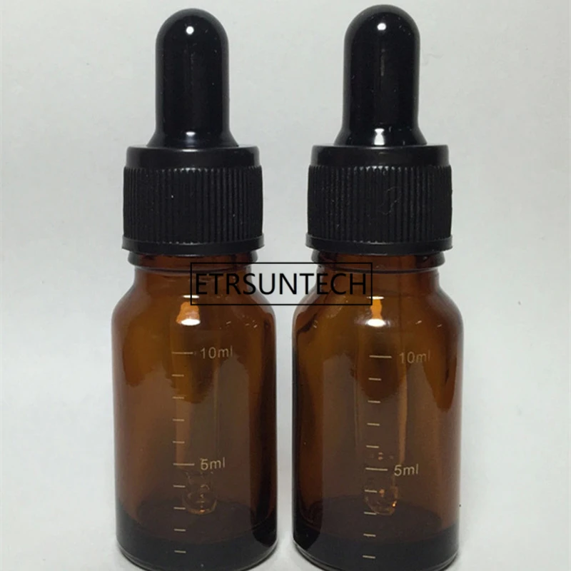 10ml Mini Refillable Empty Amber Scale Glass Aromatherapy Container Eye Dropper Essential Oil Bottle F1516