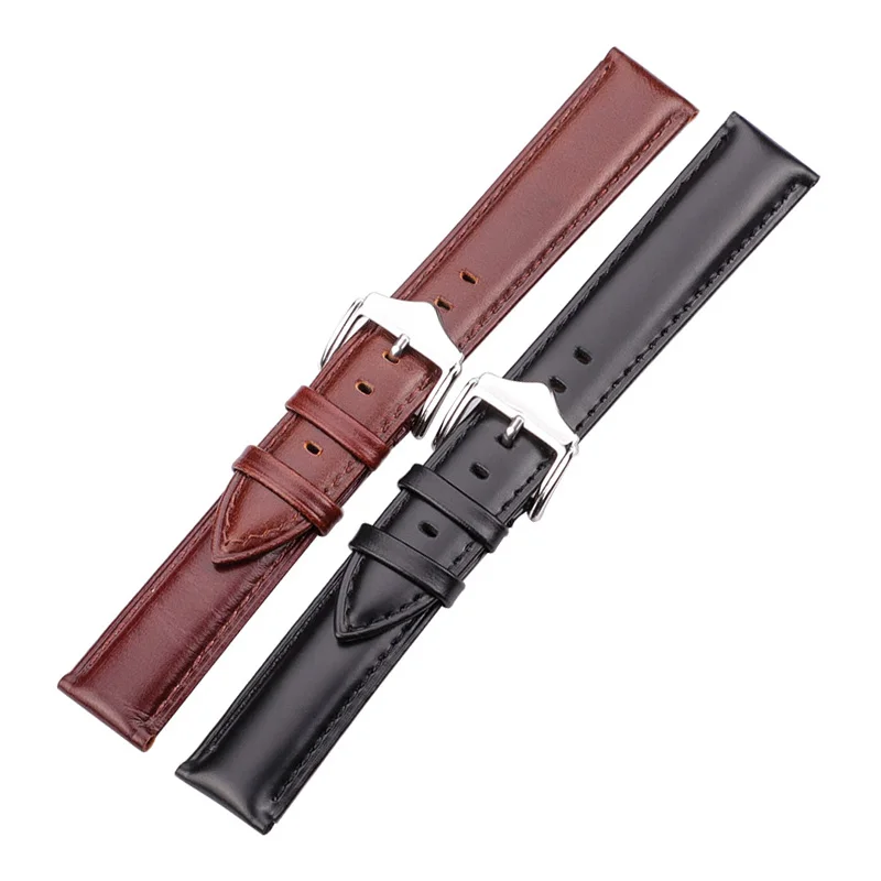 Genuine Leather Watchbands Bracelet Women Men Brown Black Smooth Soft Cowhide Watch Strap Clock Accessories 18 19 20 21 22 24mm